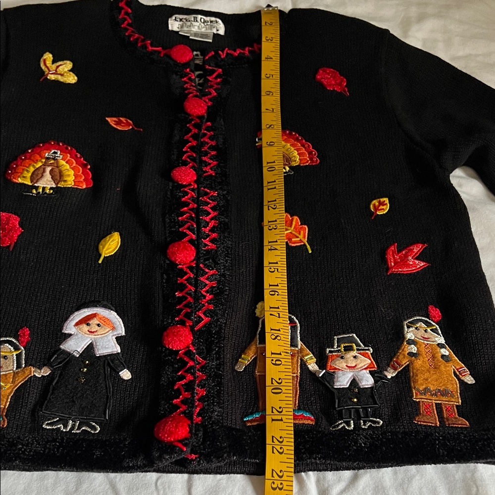 Black Cardigan with Thanksgiving Embroidery - Picture 9 of 10